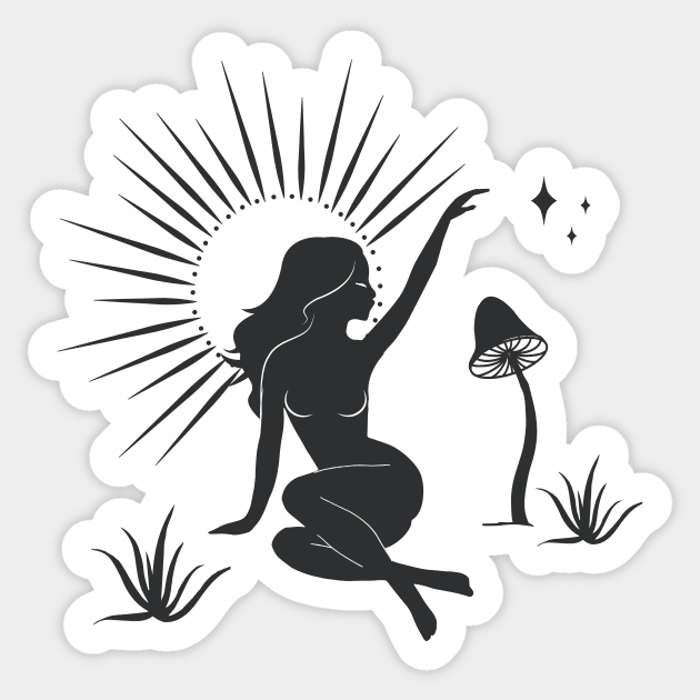 Sitting Sun Goddess Sticker by studioaartanddesign